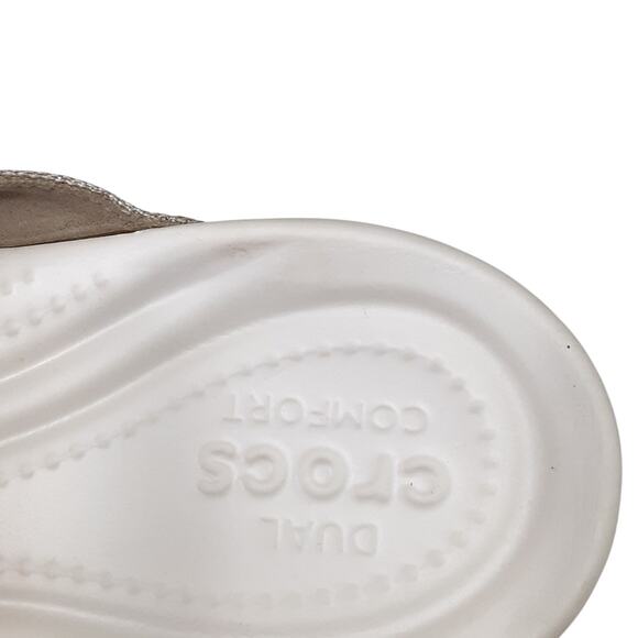 Crocs Capri V Flip Flops White Shimmer Cream Thong Sandals Womens 9 Resort - Picture 5 of 7